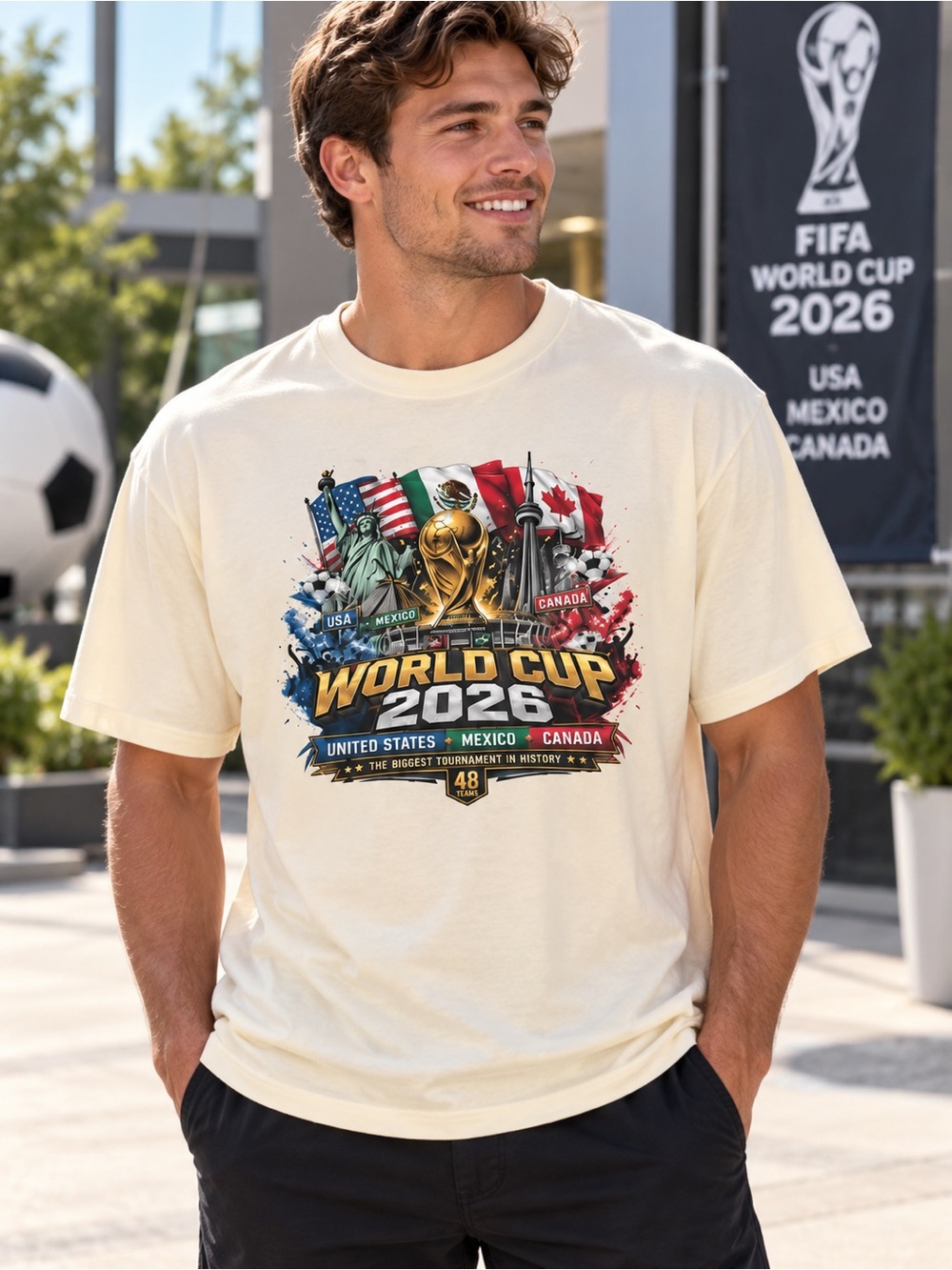 Gildan Cream World Cup 2026 Graphic Tee
